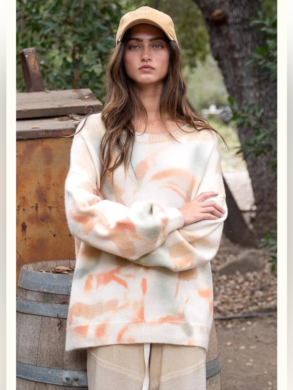 New: POL “Golden Hour” Boho Relaxed  Fit Balloon Sleeve Tie Dye Sweater• Medium - Picture 2 of 8
